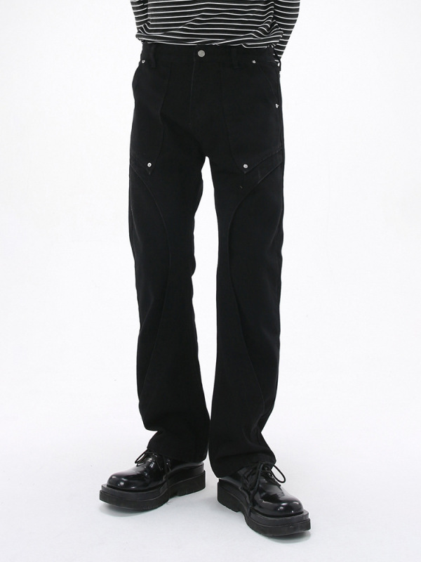 2024 Micro Lavable Pants Men's Vibe Loose High Street Slim Look Jeans Carhart Rivet Stitching Casual Pants