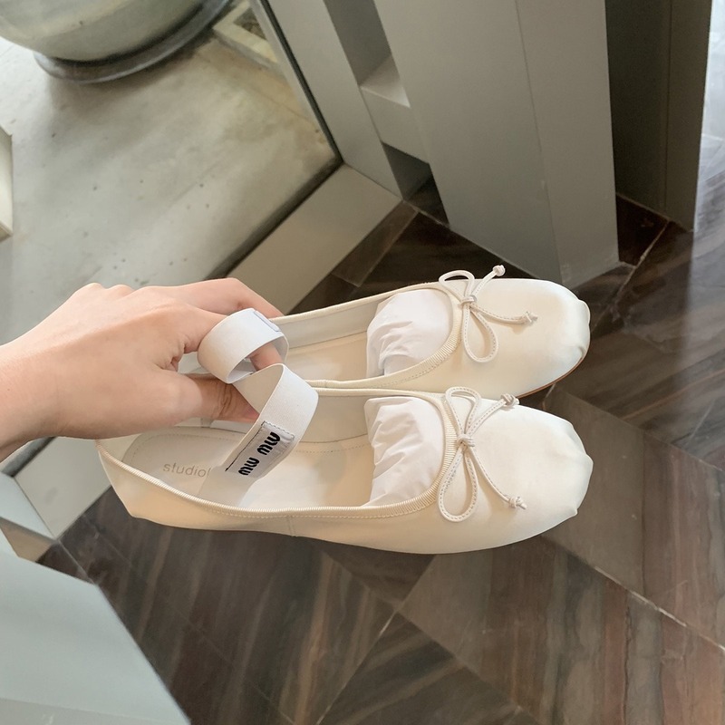 Flat Flats for Women Summer 2025 New Style One-Line Bow Shallow Mouth French Ballet Mary Jane Shoes