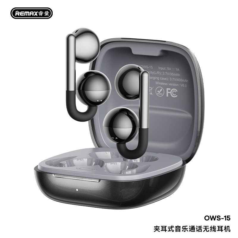 Remax新款耳夹式蓝牙耳机ENC降噪蓝牙耳机ows无线通话音乐耳机6.0|undefined