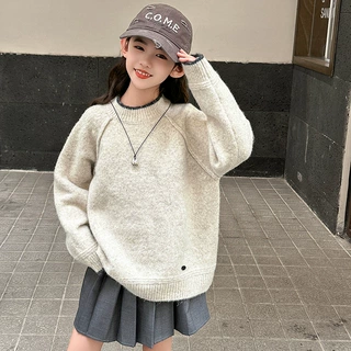 女童毛衣套头2026新款秋冬装儿童洋气大童女孩针织打底衫上衣加厚