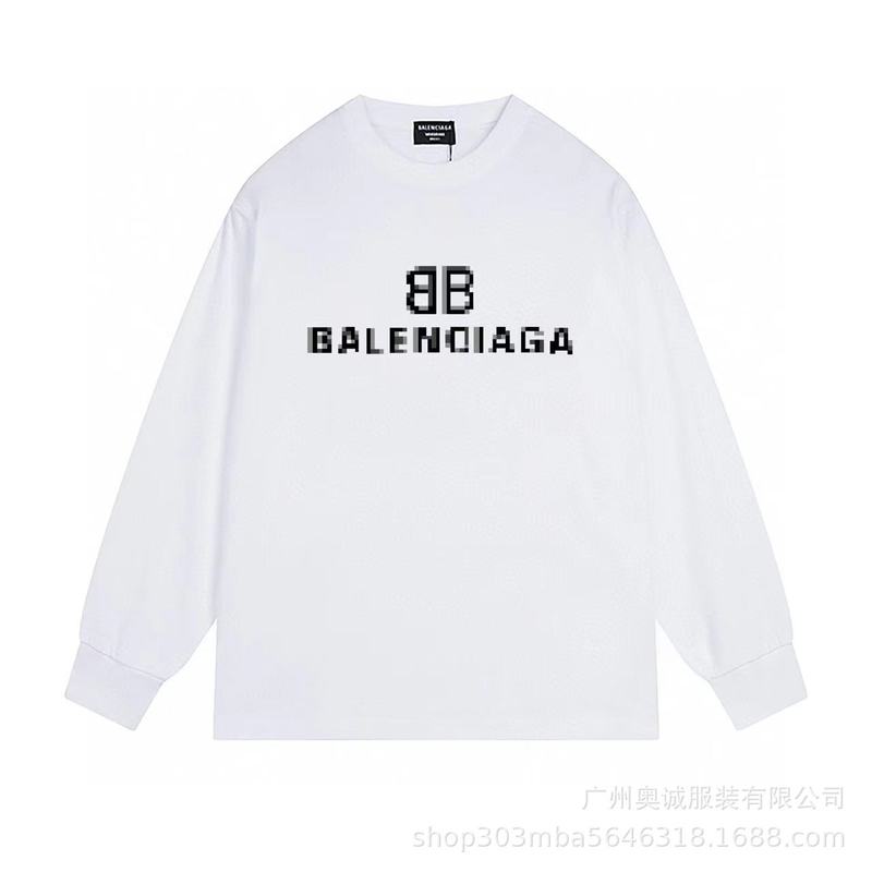 跨境外贸24ssB家秋季BB家logo印花长袖280克精梳棉长袖t 恤男女款|undefined