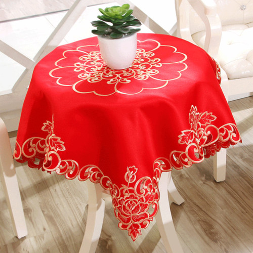 T9J5 Big Red Festive Wedding Gift Supplies TV Cabinet Cover Fabric Bedside Table Cover Dining Table Cloth Square Round