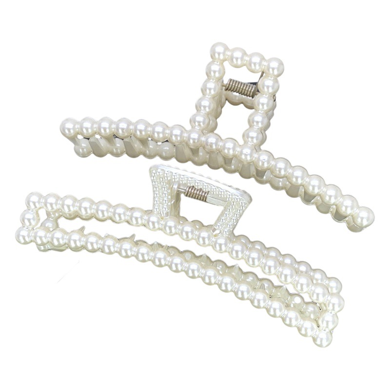 Nuevo plástico grande perla cuadrado horquilla pelo agarre clip de las mujeres Cabeza trasera dos yuanes tienda accesorios