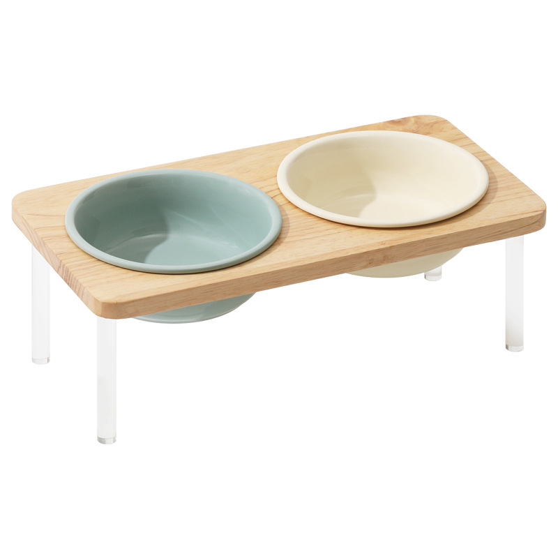 Perro de cerámica tazón perro mascota perro arroz tazón alto pie anti-golpe medio y grande perro comida tazón de fuente cervical soporte de agua tazón doble tazón de perro