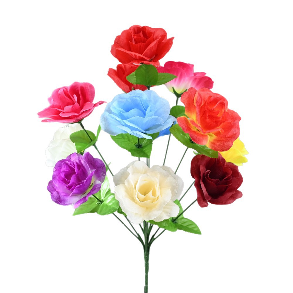 Yiwu simulación rosa 12 rosas tela de seda flor centro comercial decoración evento accesorios decoración macizo de flores flor falsa