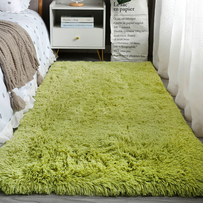 Alfombra teñida de seda sala de estar dormitorio alfombra roja alfombra de cama resistente a la suciedad fácil de cuidar alfombra de pierna alfombra de peluche de color sólido