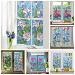 13款植物窗戶玻璃貼紙透光不透明窗花防紫外線無膠靜電保護膜貼紙