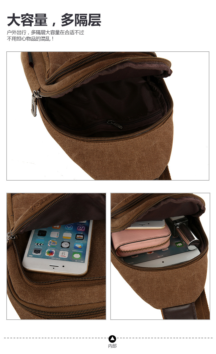 New men's chest bag, casual sports single-shoulder canvas bag, construction site work wear-resistant crossbody bag, cross-border wholesale bag undefined