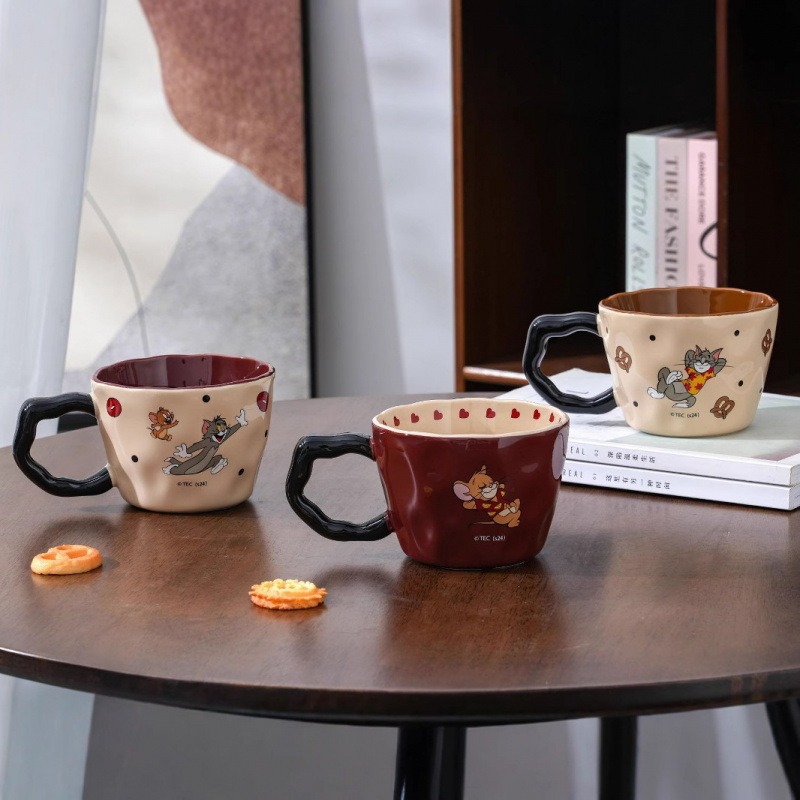 Gato y ratón tazas de oficina tazas de agua tazas de café tazas de desayuno tazas de cumpleaños caseras tazas de cerámica de orejas grandes