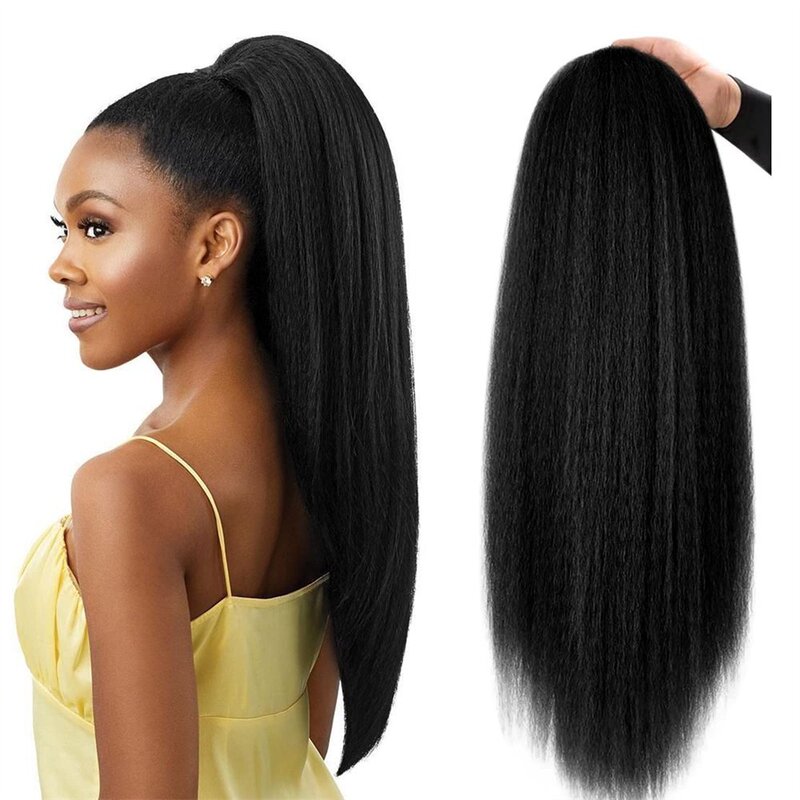 かつらのひもの馬尾yaki kinky straightのふわふわしたストラップが化学繊維のかつらのトウモロコシのひげを緩めている|undefined