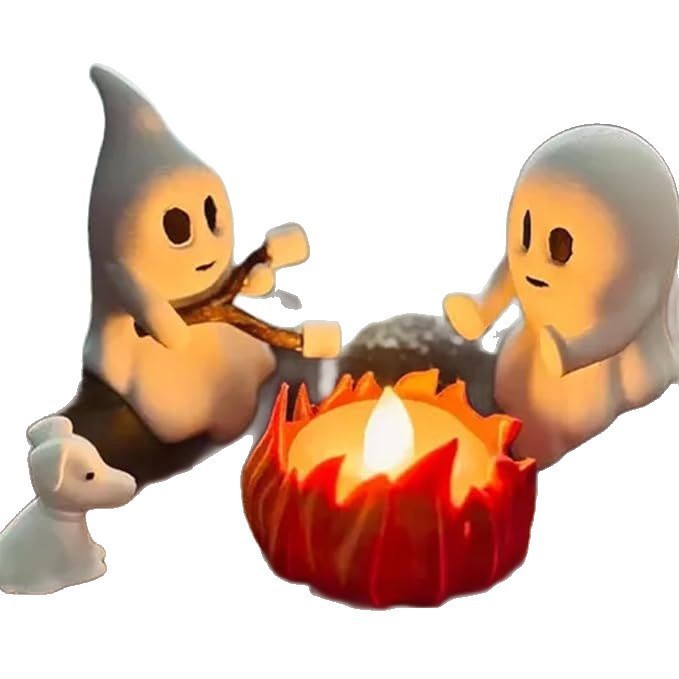  New Ghost Bonfire Party Night Light Resin Crafts Halloween Festive Atmosphere Decoration Ornaments