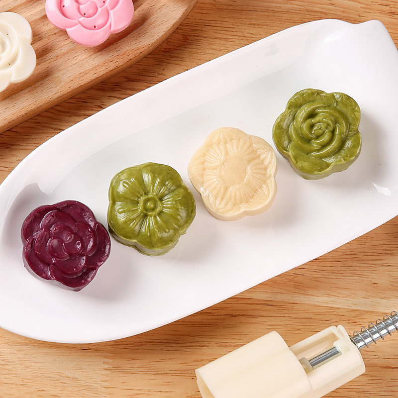新しい中秋の花形の月餅の鋳型の製作の模型の印具の氷の皮の緑豆の餅の菓子の手は家庭の焙煎して磨きます。|undefined