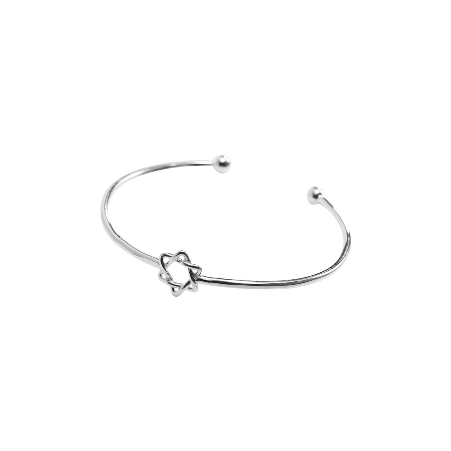 S925 plata esterlina estrella de seis puntas hueco pulsera de la suerte de la estrella estudiante regalo femenino simple fresco abierto
