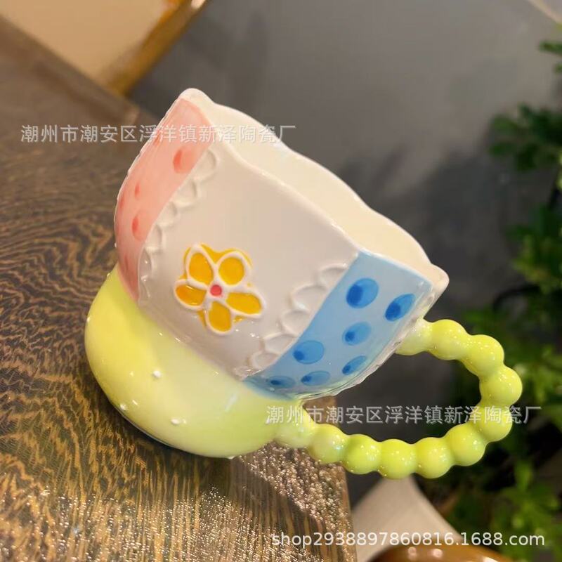 设计师浮雕早餐燕麦牛奶杯陶瓷高颜值手工可微波炉大容量葫芦杯|undefined