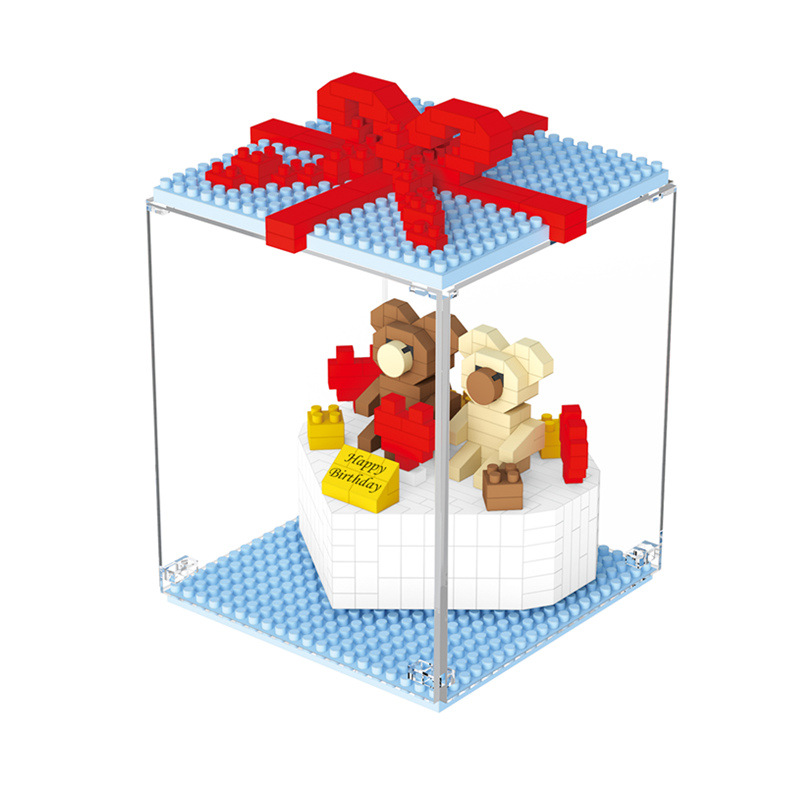 Regalo de niña bloques de construcción de partículas pequeñas ensamblando juguete de imagen pastel de cumpleaños para niños Regalo De estudiante entrega de puesto