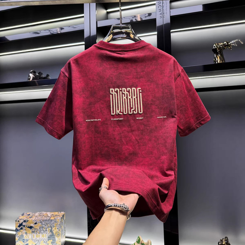 Men's American-Style High-End Tie-Dye Round-Neck Short-Sleeve T-Shirt 2026 New Summer Trendy Brand Loose European Casual Half-Sleeve