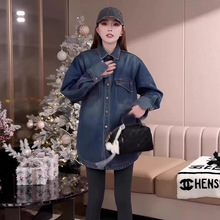 复古加绒加厚牛仔衬衫外套女秋冬2025新款宽松慵懒风休闲上衣外穿