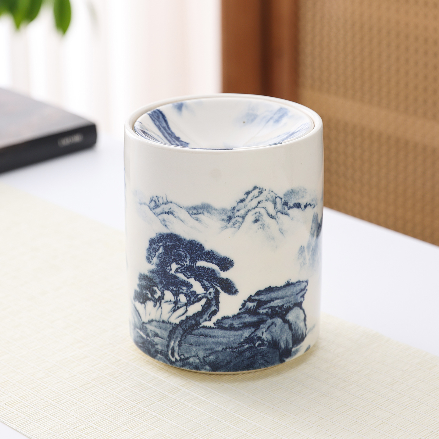 陶瓷烟灰缸创意办公室家用中式客厅茶几大号个性复古摆件潮流茶桌