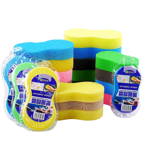 Car washing sponge large honeycomb 8-character compressed sponge block car supplies high-density car wiping and waxing sponge wipe wholesale