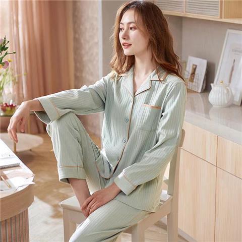 2023 nuevo pijamas mujeres primavera y otoño manga larga 100% algodón ins estilo hogar servicio más traje