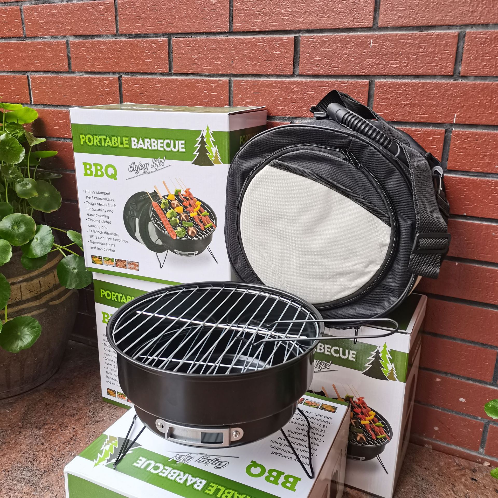 小号圆形烧烤炉冰包炉折叠便携烧烤架户外BBQ家用木炭迷你烤肉炉