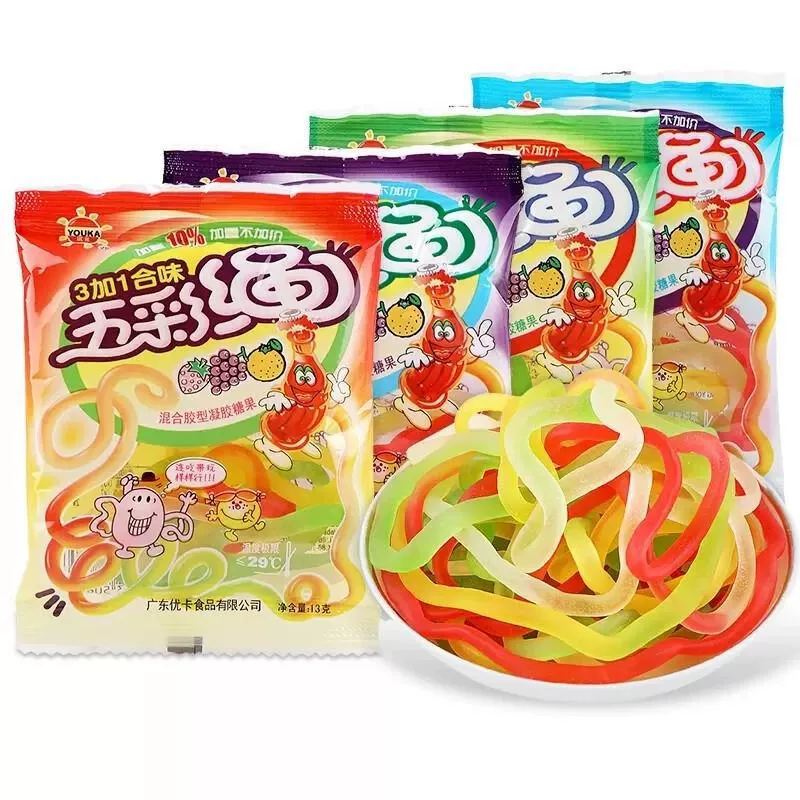 Юка Красочная веревка помадка интересная сахарная резина фруктовый вкус скакалка прыгающий сахар дети ностальгические закуски 12 г/мешок