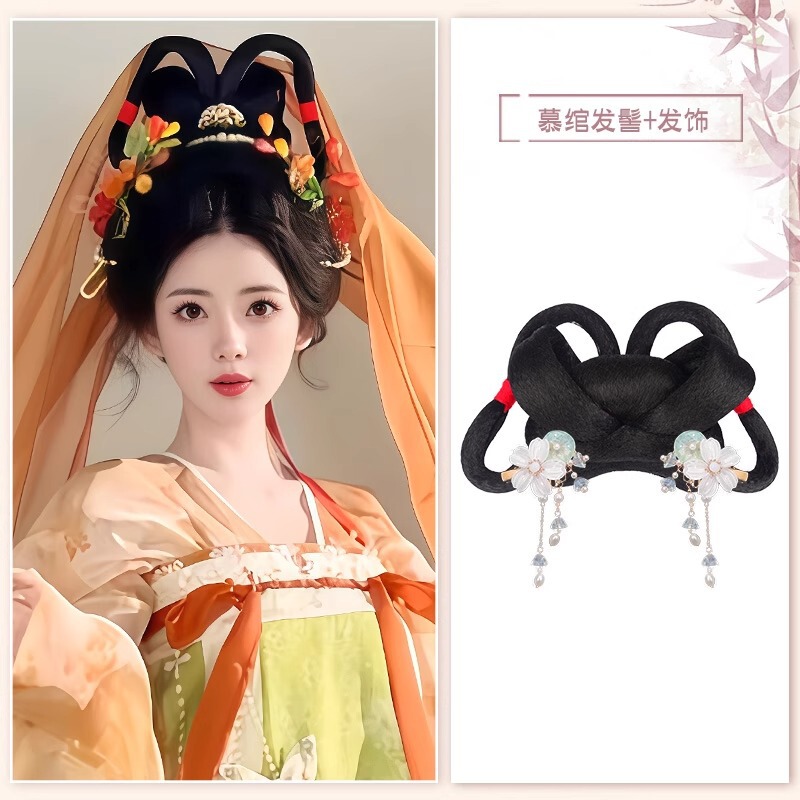 古风假发包汉服假发头饰发髻盘发古装一体发饰女日常唐风发包垫发|undefined