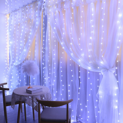 Curtain lights led copper wire lights 3*3 meters 8 functions remote control curtain light string Christmas decorative lights New Year holiday lights
