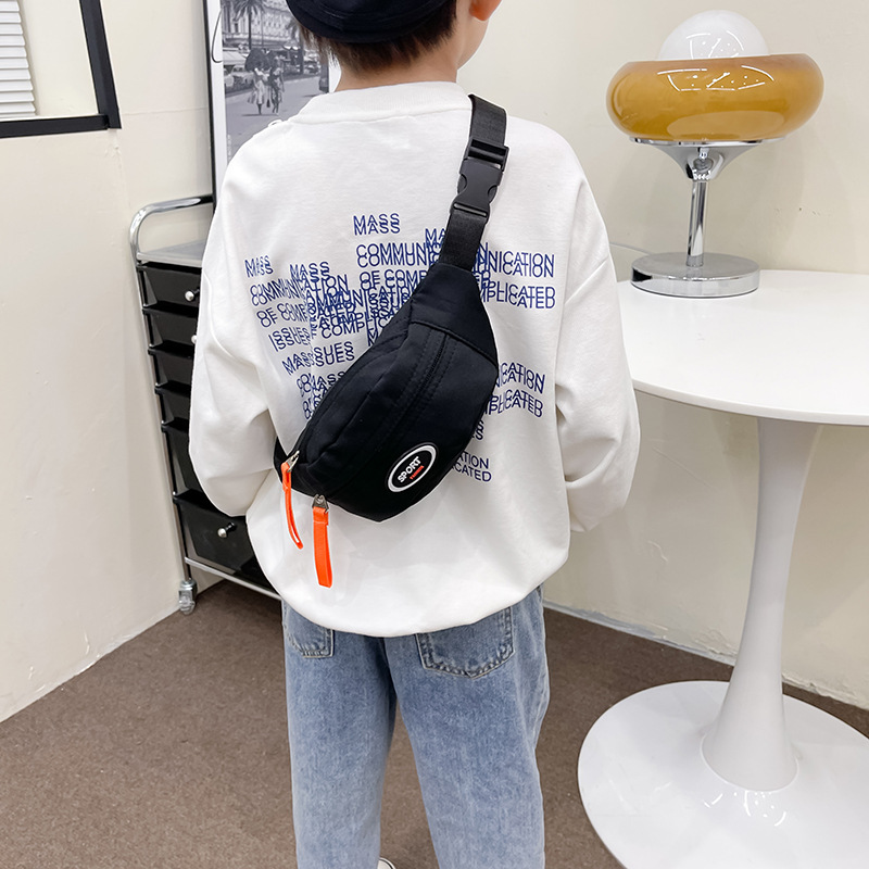 2026 Spring New Simple Children's Crossbody Bag Korean Style Solid Color Waist Bag Fashionable Versatile Casual Accessory Shoulder Bag