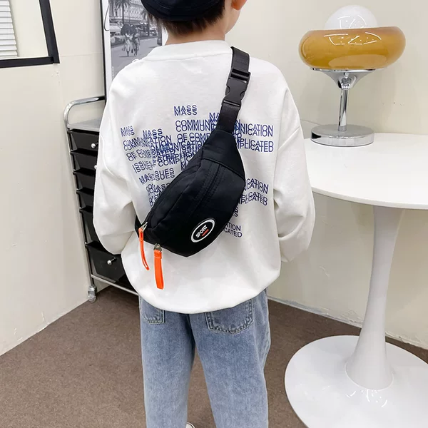2026 Spring New Simple Children's Crossbody Bag Korean Style Solid Color Waist Bag Fashionable Versatile Casual Accessory Shoulder Bag