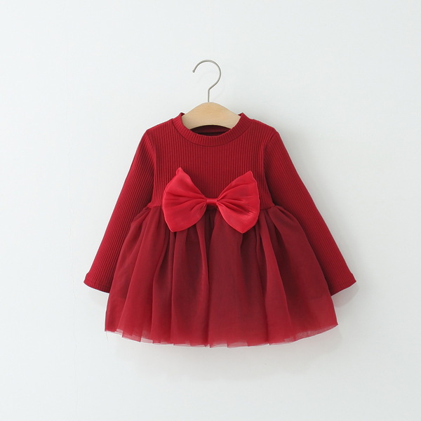 Children's red autumn demi-season small princess costume
