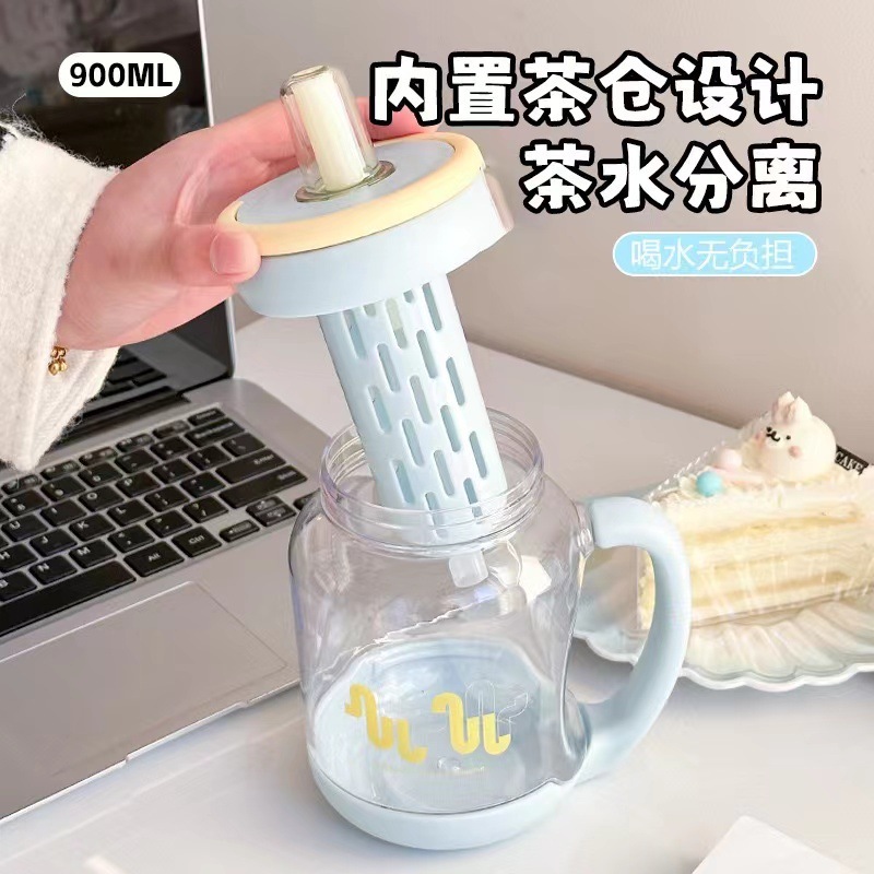 仕事用ストロー付きの新しい高品質プラスチックカップ、ストローウォーターカップ、ティーセパレートカップ、オフィスクラウドオフィスカップ|undefined