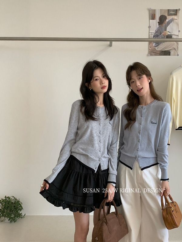 秋季2025新款开衫纽扣刺绣针织衫毛衣女装气质显瘦长袖上衣高级感|undefined