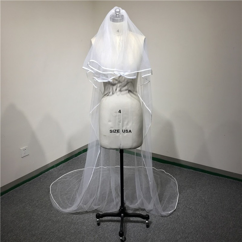新款新娘头纱长款白色简约婚纱礼服配饰超仙森系拍照道具
