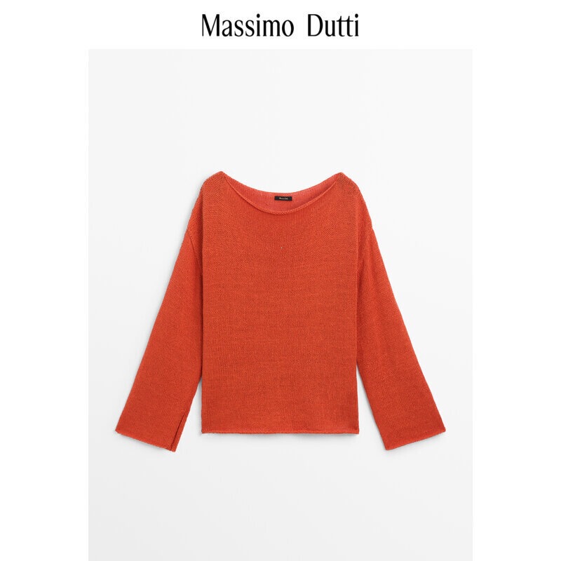 Clearance Items, No Returns or Exchanges. Massimo Dutti Women's Loose Sweater, Lazy Style Boat Neck Long-Sleeve Knitwear