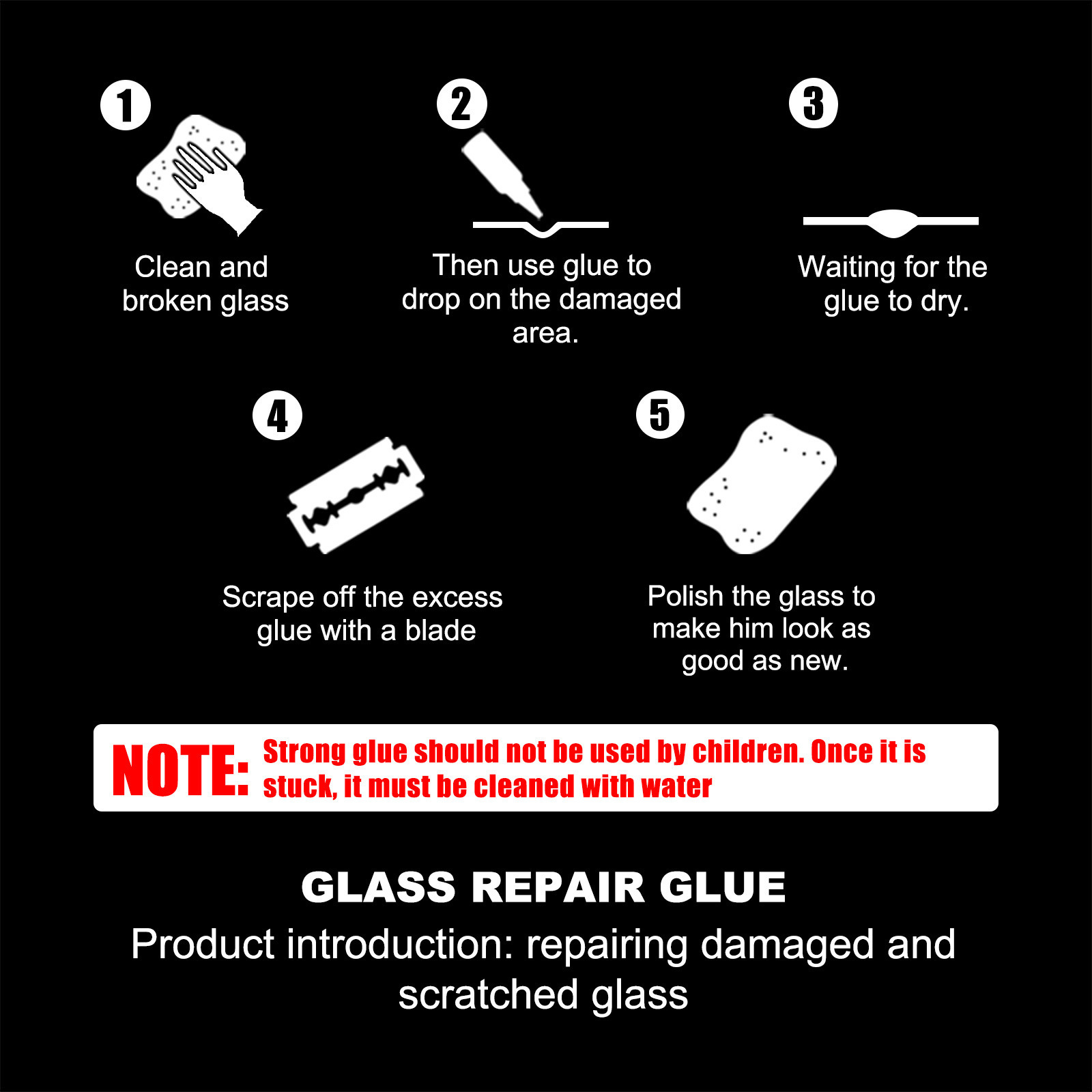 Eelhoe Car Glass Repair Glue Windshield Crack Repair Adhesive Glass Repair Glue