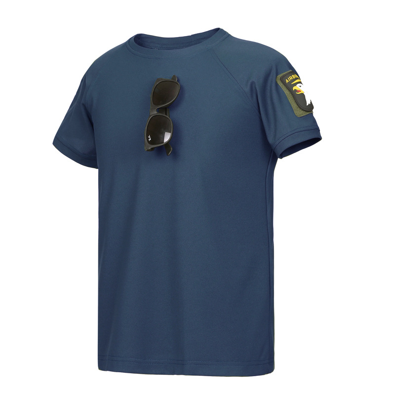 Camiseta de manga corta elástica al aire libre, secado rápido, camiseta de entrenamiento transpirable de malla de verano para hombres, camiseta de cuello redondo táctica suelta, manga corta