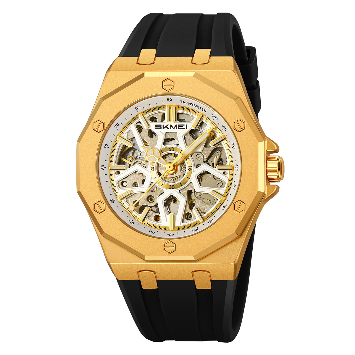 Reloj mecánico agujerado de ocho ángulos al aire libre impermeable relojes de pulsera de hombre al por mayor personalizados en el extranjero suministro especial