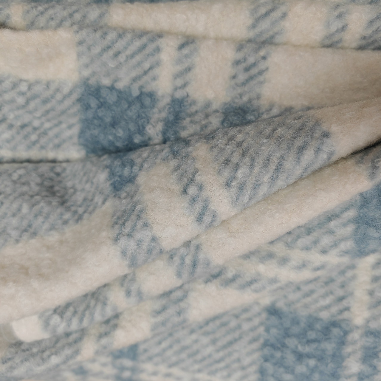 秋冬现货圈圈格子面料布300g粗纺加厚粉色菠萝格大衣日韩服装面料