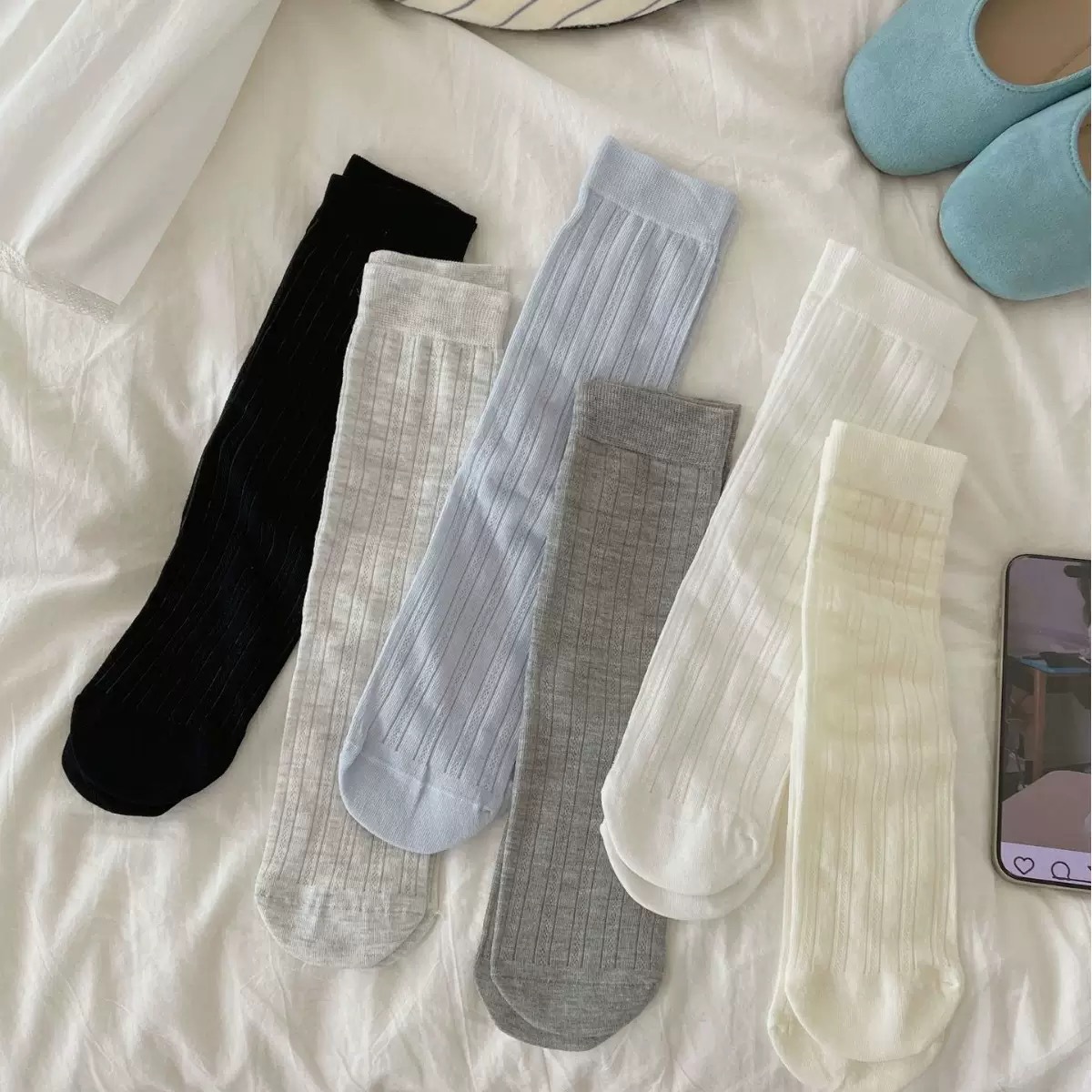 Base solid color thin breathable summer socks