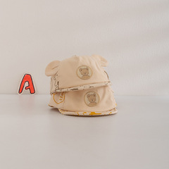 嬰兒帽子春款韓版可愛小熊印花男女童鴨舌帽戶外防風遮陽寶寶帽子