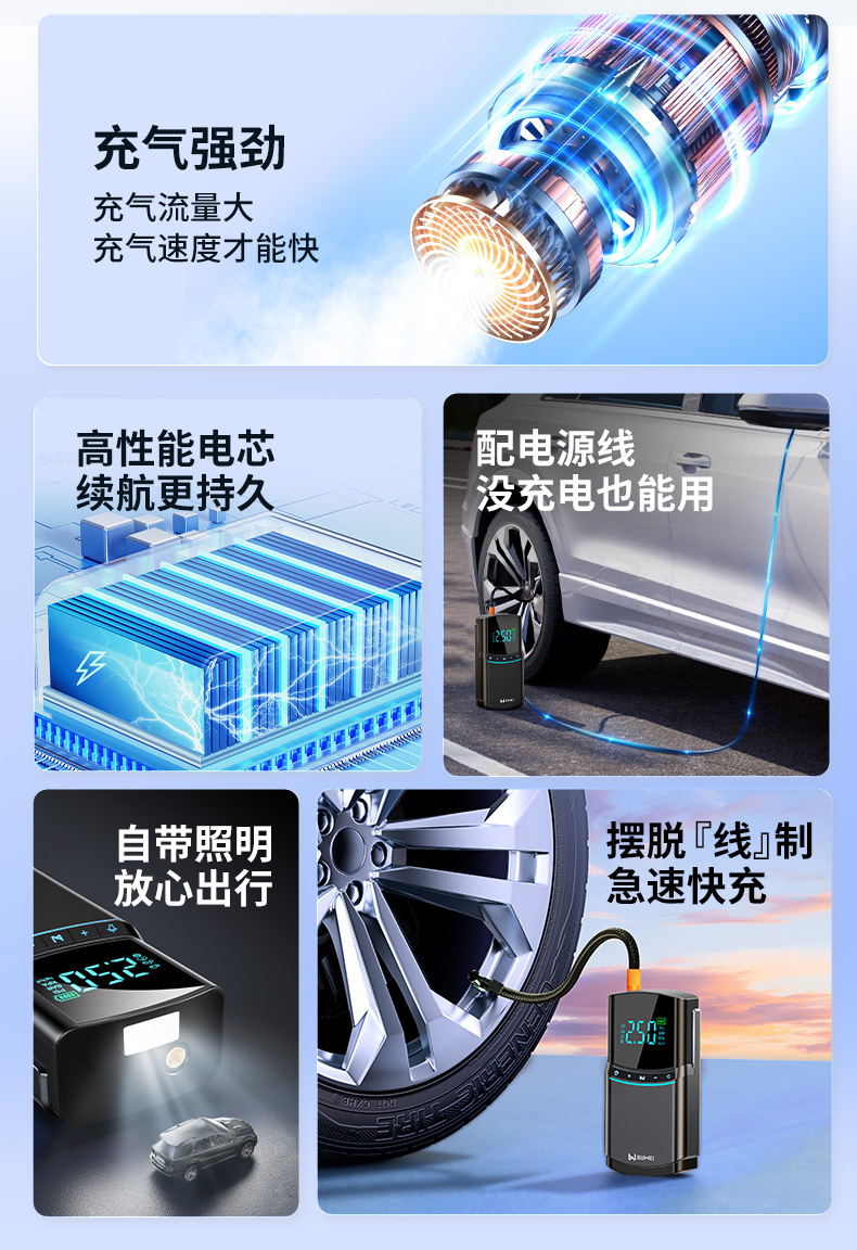 Car wireless air pump portable car electric pump car tire pressure automatic air pump inflatable treasure