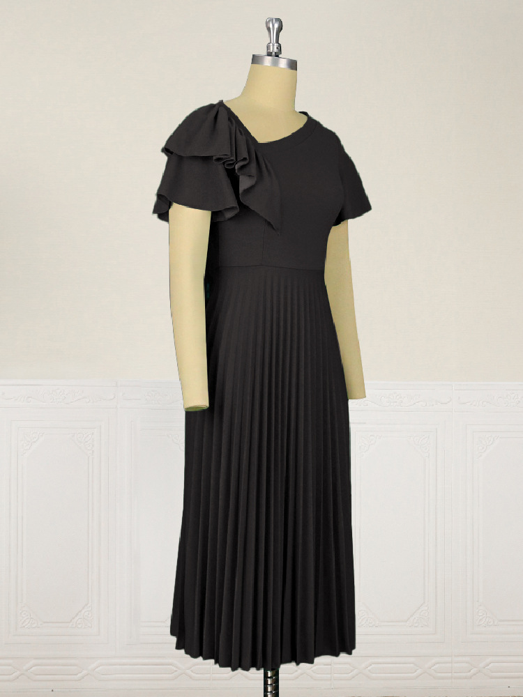 Ženska oblačila, nabrano krilo z odprtimi rameni, vsestransko, plus size_voghion.com