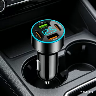QC3.0 car charger with digital: Mobil şarj cihazları