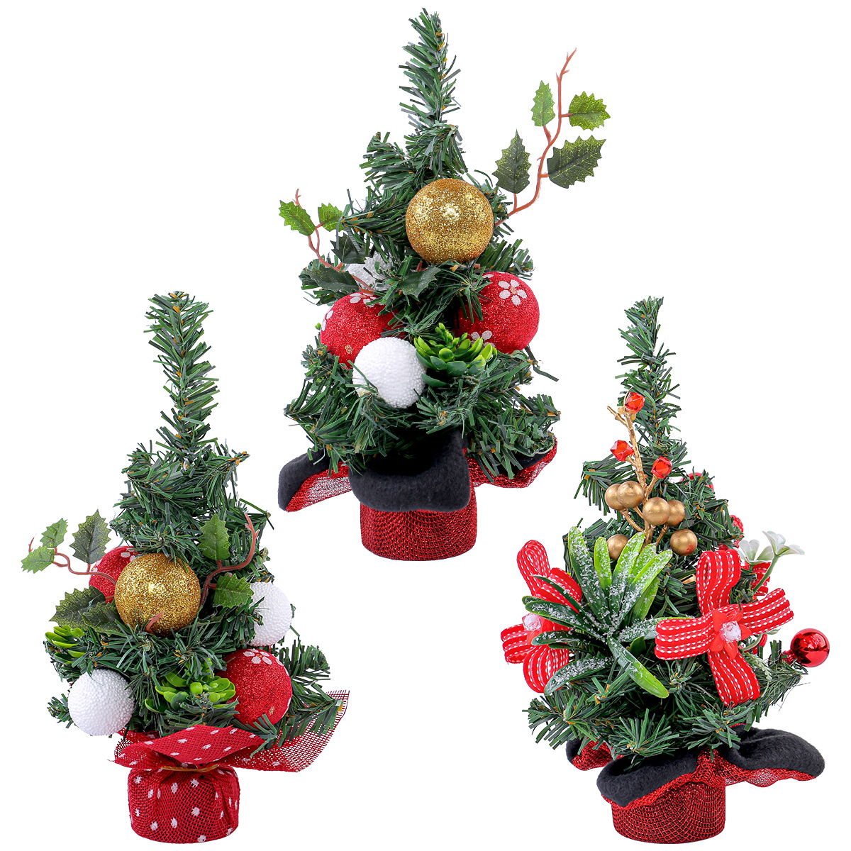 Adorno de Escritorio con Forma de Árbol de Navidad con Agujas de Pino y Bayas Rojas, Mini Árbol de Navidad, Decoración Navideña, Arreglo de Escena, Éxito de Ventas en Amazon