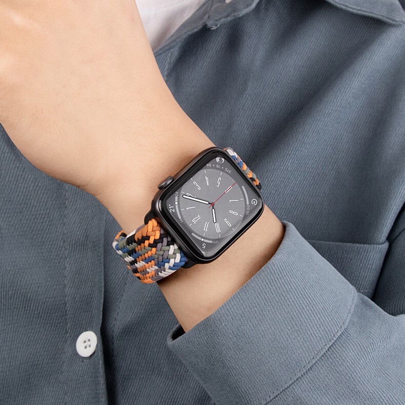 适用ApplewatchS11苹果表带磁吸扣尼龙弹力编织iwatch10手表表带|undefined