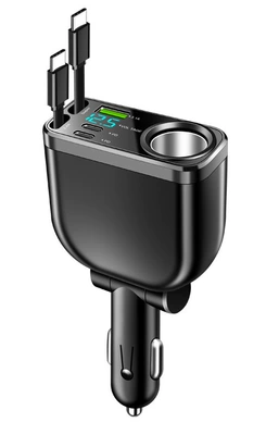 fast charging five-in-one cigarette lighter – Mobil şarj cihazları - m15-dual-type-c-stretch-cable-super-fast-charging-with-packaging