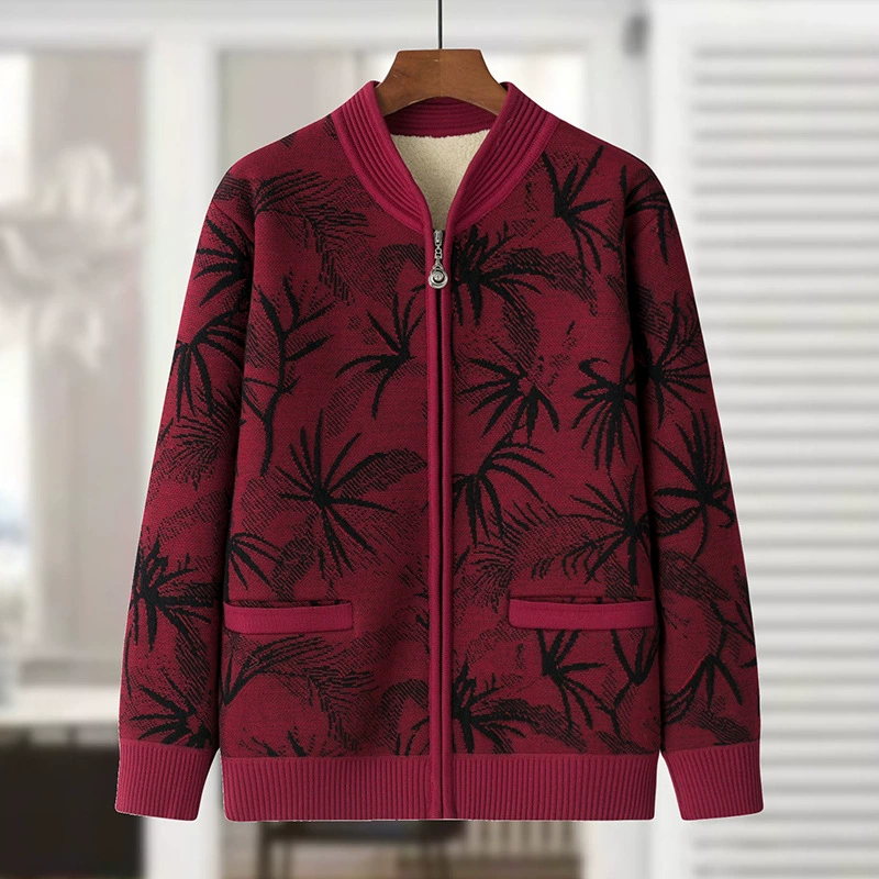 Женский зимний свитер для мамы, новая модель зимнего флисового пальто для бабушки, осенне-зимняя вязаная базовая кофта для мамы.