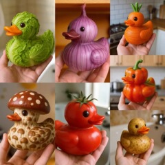 跨境新品Whimsical Vegetable Duck奇思妙想的蔬菜鸭树脂工艺摆件