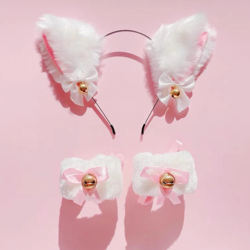 Cute Cos Bell Cat Ear Headband Headdress Funny Hairpin Cat Plush Headband Animal Ear Maid Hair Accessories for Women